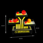 support fruits moderne plateau lumineux noir rouge rayures transparents leds rechargeables