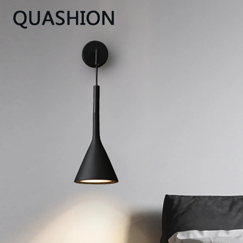 lampe murale moderne conique mat noir gris blanc éclairage chambre couloir salon étude cuisine