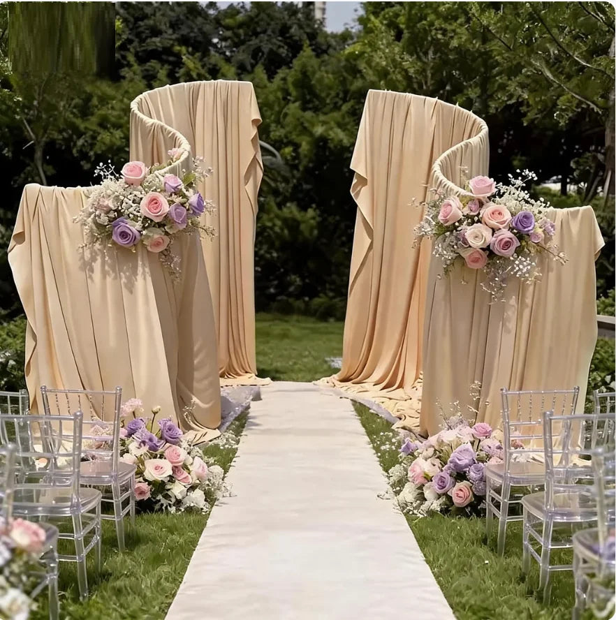 rideaux scène modernes tringles métal beige blanc uni opaques événements mariage