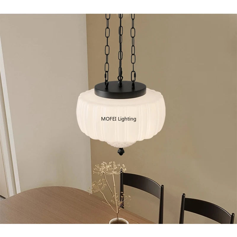 lampe suspendue moderne blanc noir texture pointillisme chaînes facile chambre salon