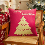coussin brodé sapin noël rouge vert blanc décoratif festive adhésif étoiles renne père noël