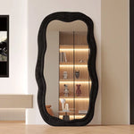 grand miroir vertical moderne cadre bois tissu velours salon chambre