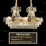 lustre cristal doré moderne grand salon salle manger luxe élégant suspension intérieur
