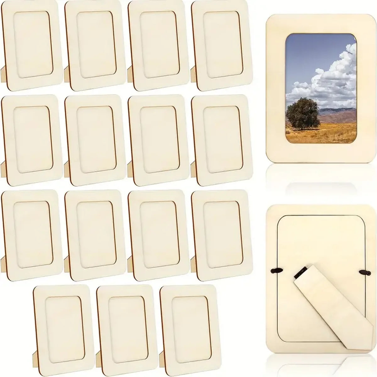 cadres photo bois rustique diy classiques multicolores motifs floraux star support pliablearrière