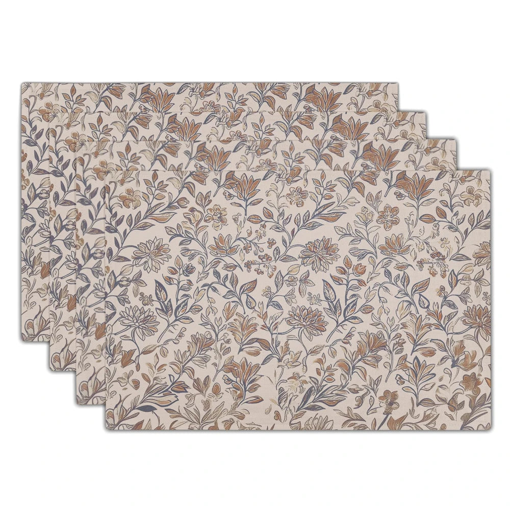 serviettes table lin blanc bleu fleuri classique vintage respectueux environnement opaques