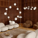 lustre suspension moderne blanc verre opalescent rond salon salle manger dimmable