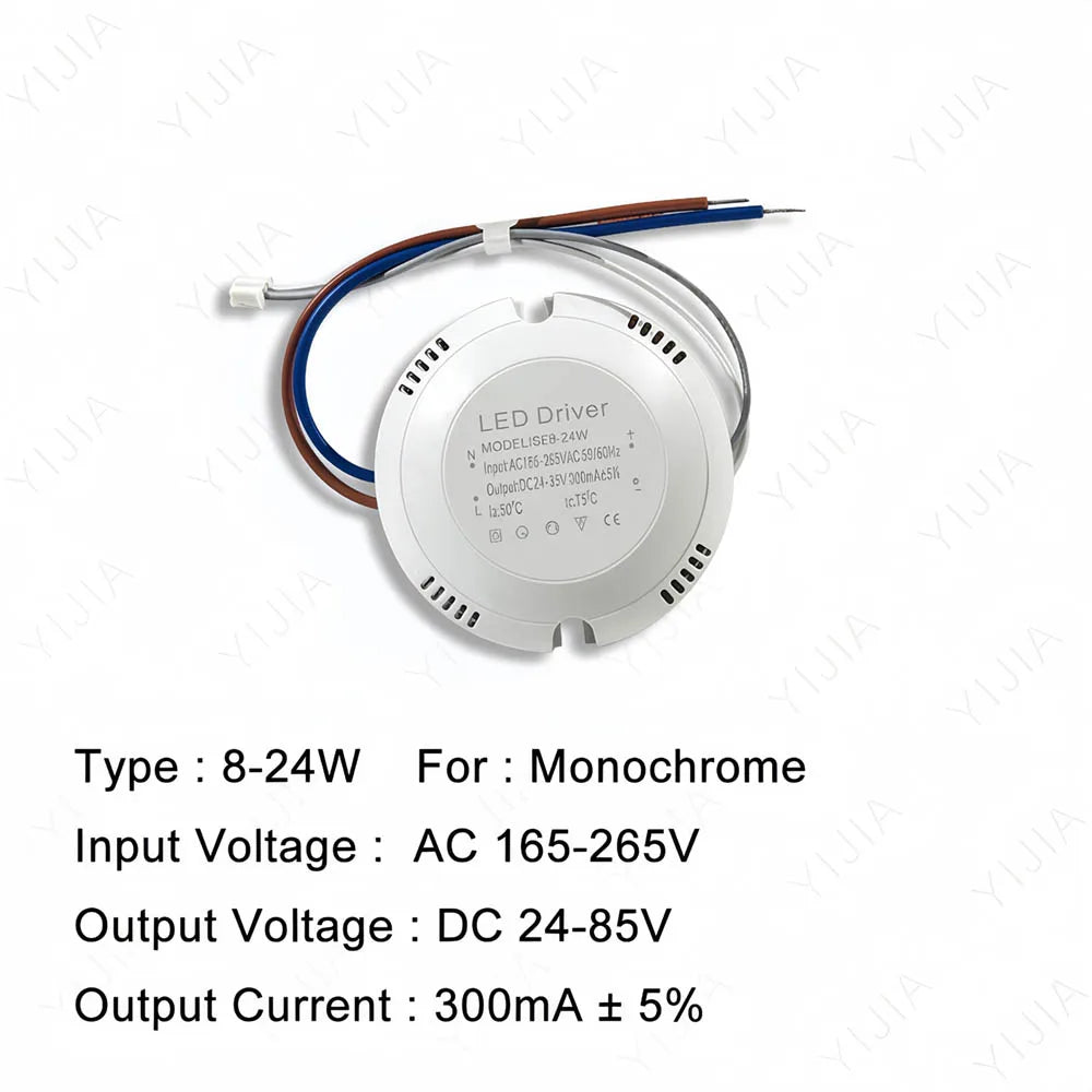driver led blanc 24v 36v 60v 108v 280ma 300ma rond perforations moderne
