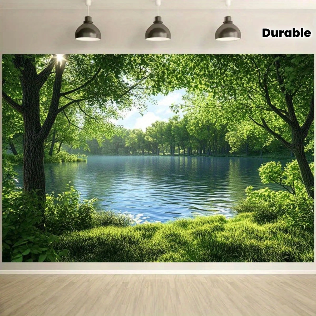 Tapisserie polyester vert armée paysage forestier