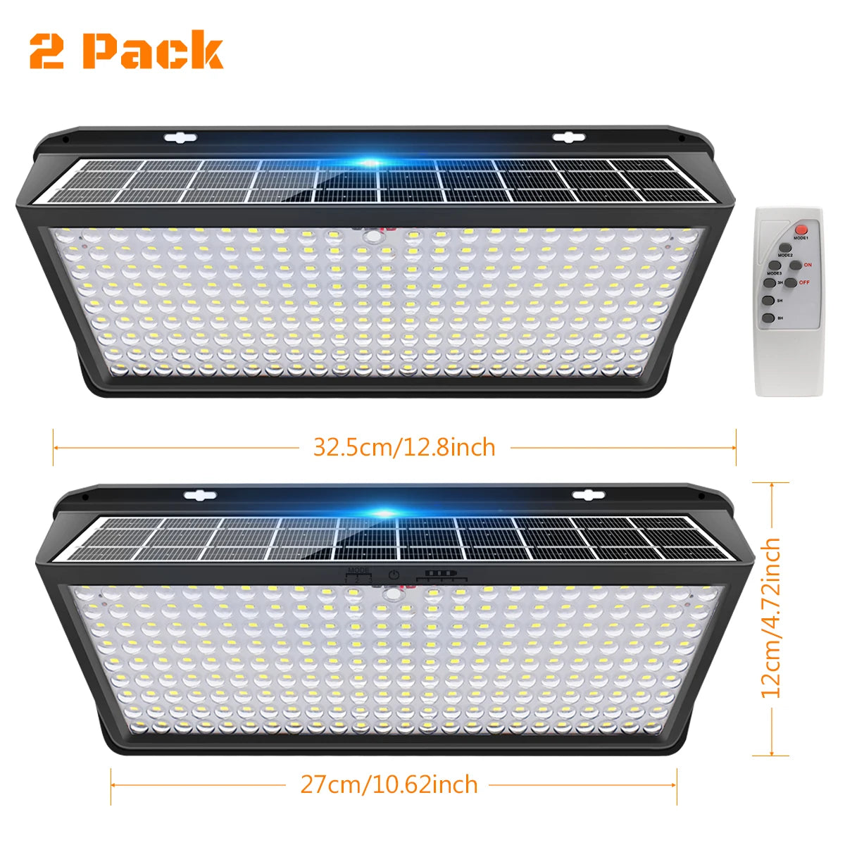 lampe solaire led murale noire ip65 258 leds modes waterproof moderne