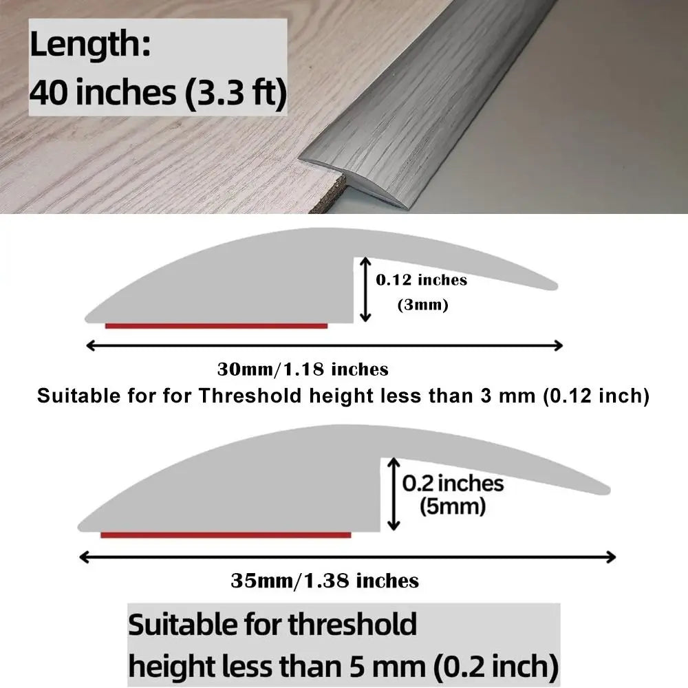 profilé seuil auto adhésif pvc aspect bois moderne gris clair foncé fixation auto adhésive