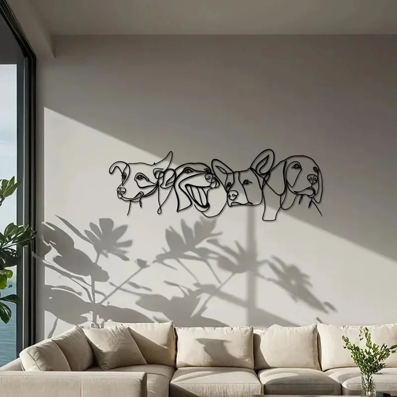 décoration murale moderne chien silhouette animale ligne noire minimaliste métal erotique unique amusante
