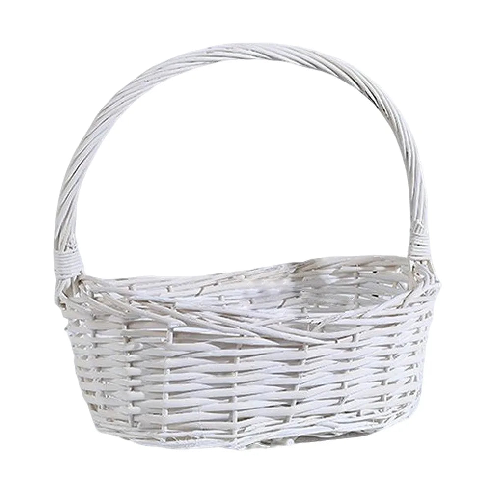 panier tressé marron blanc empilable rangement snacks bonbons classique rustique poignée intégrée tissage traditionnel