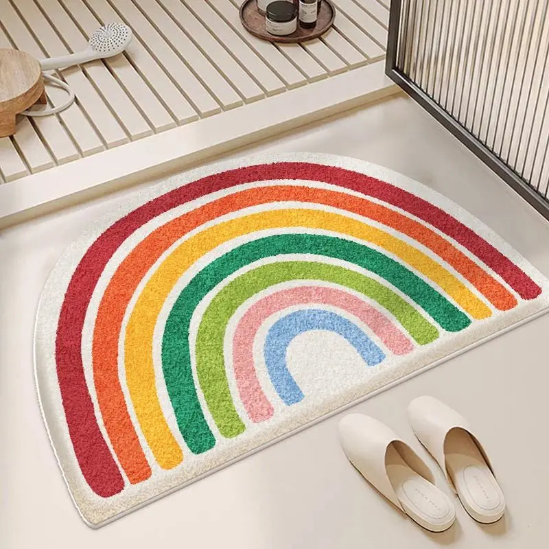 tapis sol arc ciel multicolore moderne salle bain chambre salon absorbant antidérapant polyester confortable