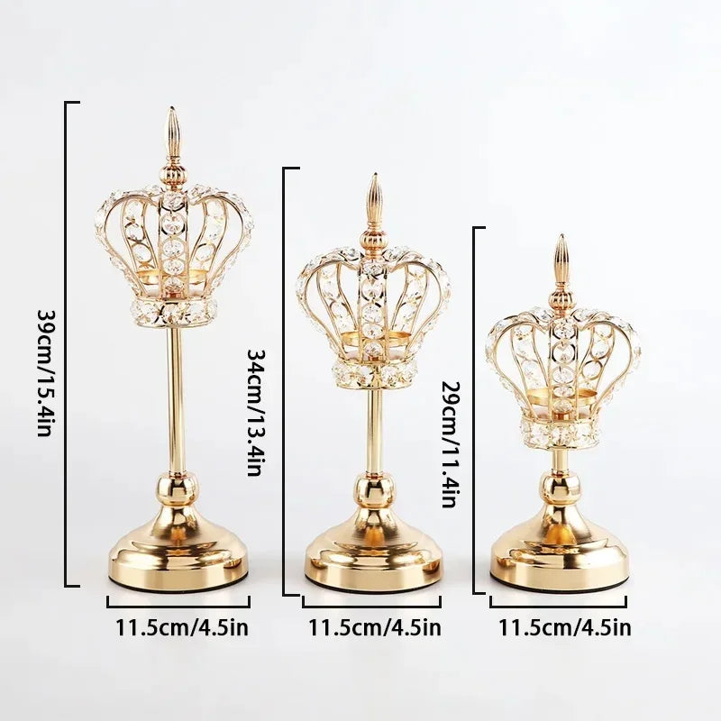 décoration maison bougeoirs couronne or cristaux métal transparent royal glamour