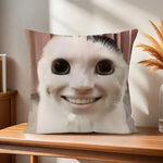 housse coussin motif chats gris blanc moderne maison 40x40cm polyester peachskin