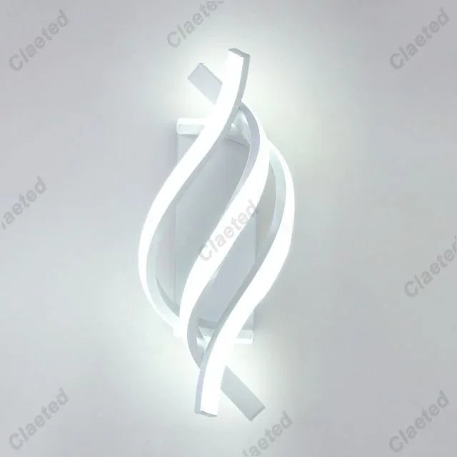 spirale incurvée applique murale moderne led blanc noir chambre coucher éclairage quotidien fixée mur