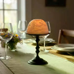 lampe poser classique artisanal marron foncé relief floral hauteur 19.3cm