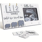 cadre photo blanc éléphants découpés moderne compte rebours semaines femmes enceintes decoration pépinière