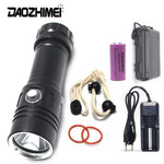 torche led rechargeable plongee camping 10w 6000lm 80m etanche noire