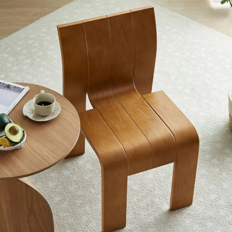 chaise bois naturel moderne dossier haut grain bois intérieur unique minimaliste