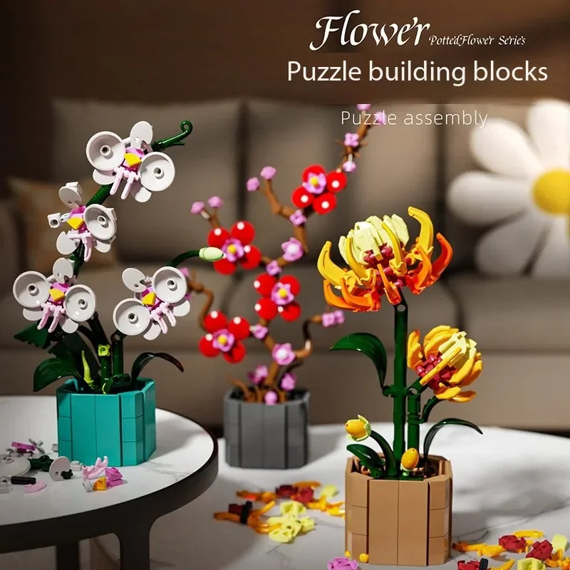 ensembles plantes artificielles fleurs simples variées blanc rouge jaune vert modernes plastique petits pots