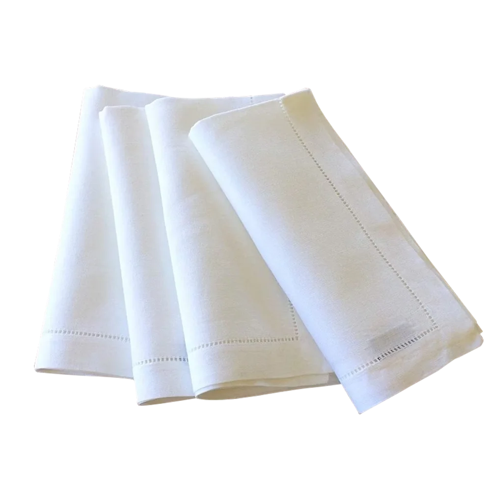 serviettes table classiques blancs lin point couture tissu rustique maison restaurant cocktail mariage