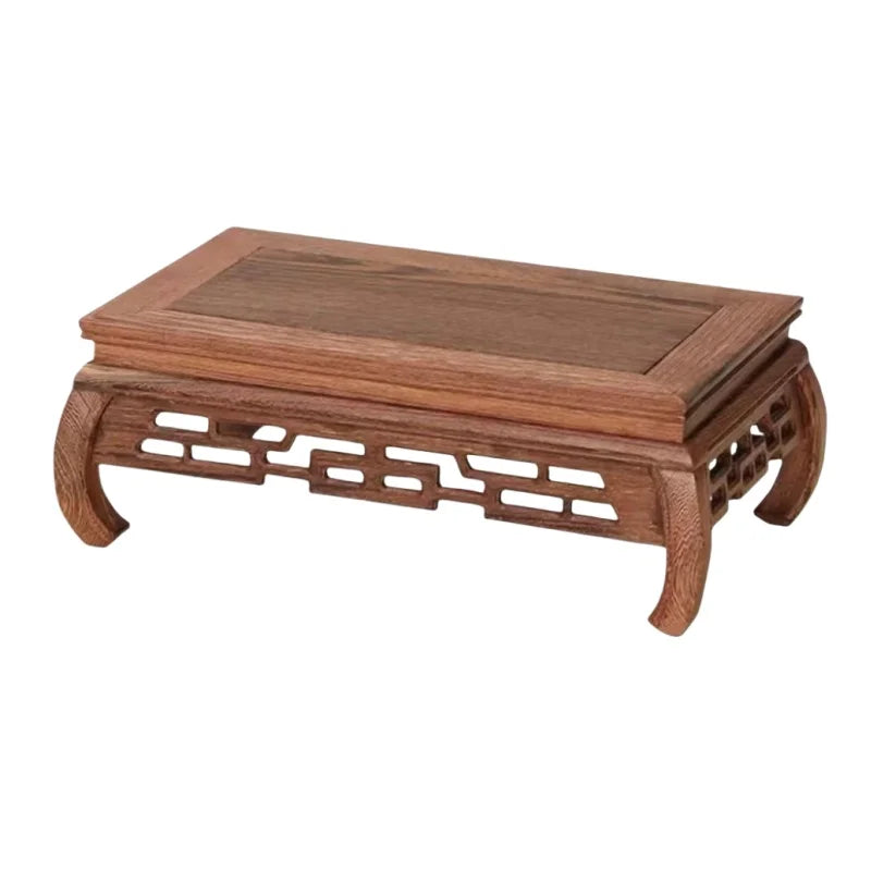 support plantes bois naturel gravures décoratives classique artisanal marron foncé