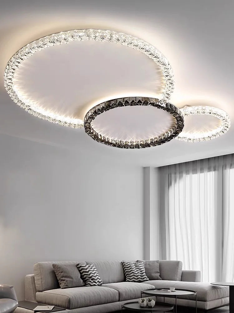 plafonnier led transparent moderne cristaux sans ombre interrupteur poussoir tension 90 260v flux lumineux