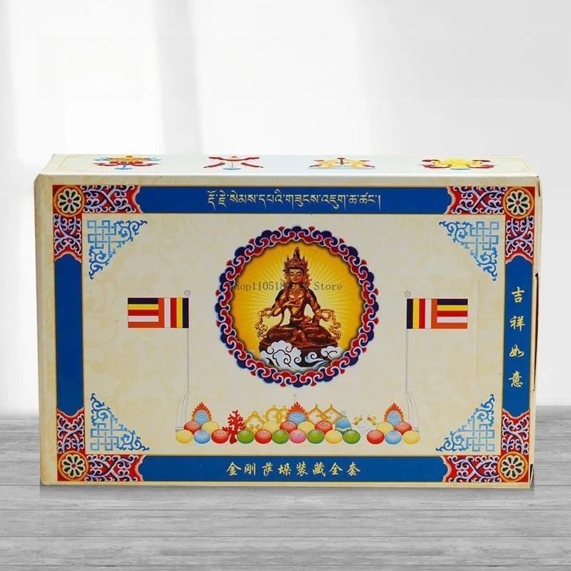 statues bouddha complète kit rituel instructions poudre sacrée rouleaux prières traditionnellements décoratives