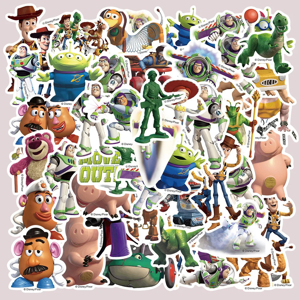sticker autocollant toy story buzz lightyear woody personnages animation cartoon plastique imperméable bricolage téléphone