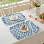 serviettes table bleu clair blanc carreaux classiques résistants chaleur réutilisables 40x40cm 12 pièces