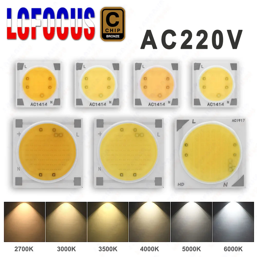 puce led cob ceramique haute puissance projecteur downlight ampoule blanc chaud neutre froid