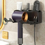 support mural sèche cheveux rangement salle bain sans perçage brosse peigne fixations modernes accessoires