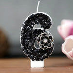 bougies chiffres paillettes noires festives anniversaire mariage décoratives numérotation festive