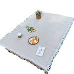 couverture pique nique tissée moderne motif géométrique opaque polyester jute gris blanc