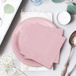 vaisselle jetable moderne rose assiettes fourchets couteaux verres serviettes anniversaire enfants fête