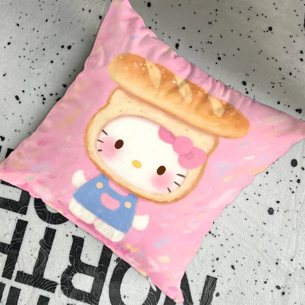 coussin décoratif carré motif hello kitty cartoon canapé lit chaise maison couleur rose