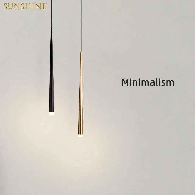 lampe suspendue minimaliste aluminium noir or salon chambre cuisine moderne