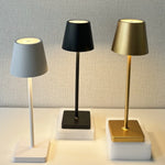 lampe table led rechargeable tactile gris noir doré conique mat moderne base carrée abat