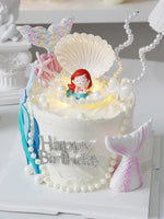 figurine sirène poisson coquillage gâteau anniversaire thème sous marin décoratif happy birthday