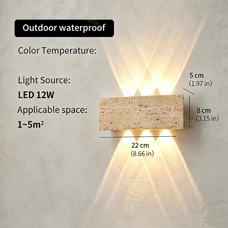 lampe murale extérieure led ip65 marbre naturel beige moderne adhésif hydrofuge vde ccc cqc