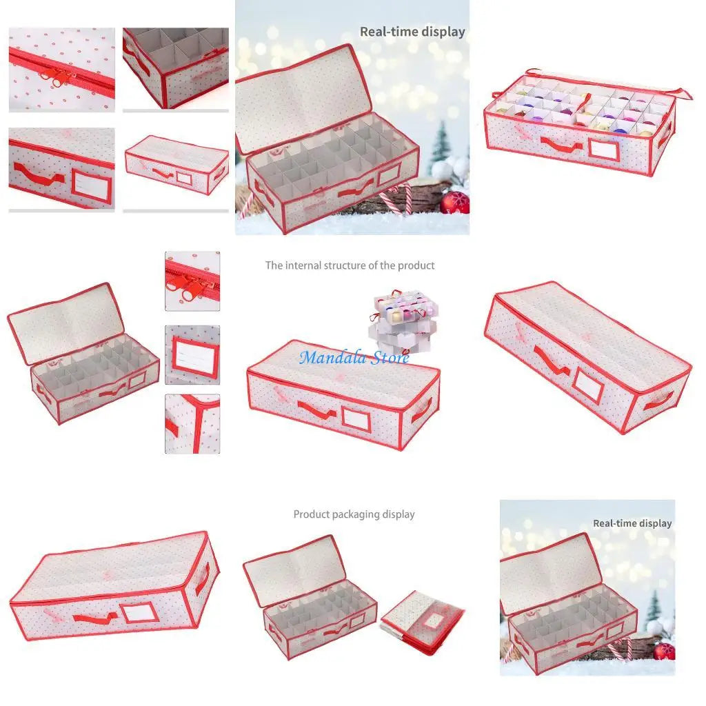 boîte rangement pliable compartiments blanc rouge motif pois moderne poignées élégante organisation décoration festive