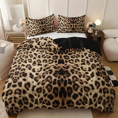 Housse de couette leopard imprimée haute définition sur lit moderne