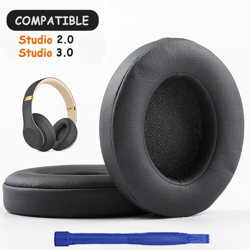 oreillettes casque audio cuir mousse noir gris bleu rouge adhésif confortables ergonomiques remplissage beats