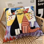 taies d'oreiller multicolores brodées motif abstrait moderne coussin décoratif carré linge coton 45x45cm