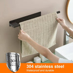 Détail de la finition noire mate et de la structure en acier inoxydable du porte-serviettes