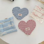 serviettes table forme cœur vichy bleu rose vert noir coton décoratives rustiques portables cuisine