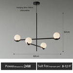 suspension lumineuse moderne sphères blanches structure noire led neutre lumière blanc noir