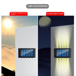 lampe murale solaire led moderne extérieure décoration jardin lumière jaune bleu