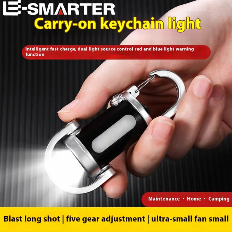 lampe poche rechargeable 800 lumens keychain noir anneaux porte clés modes contrôle moderne compact